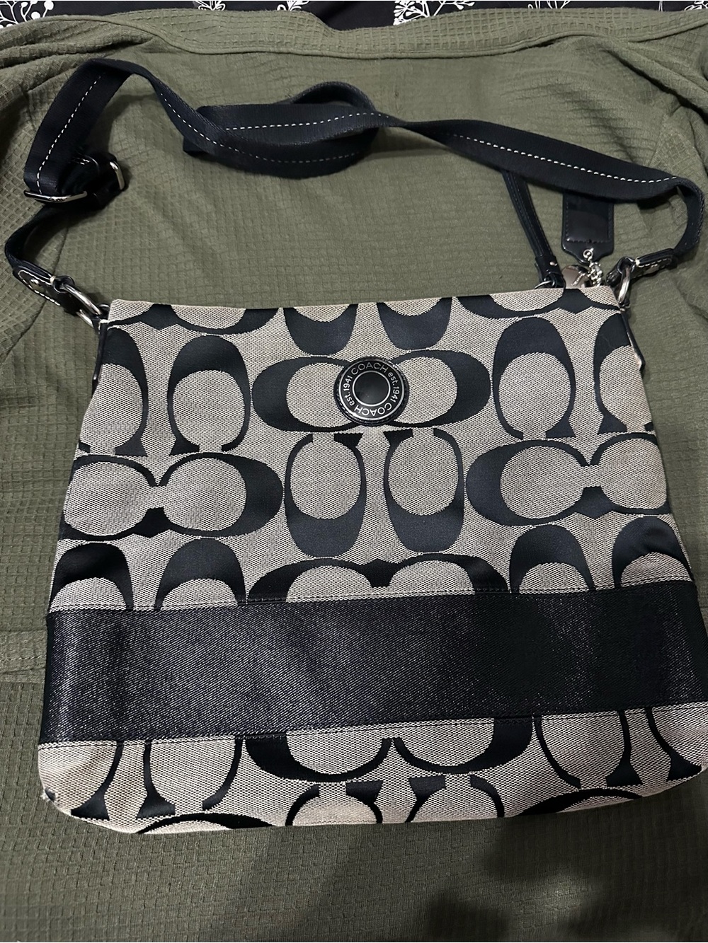 Coach Signature Stripe File Crossbody Bag